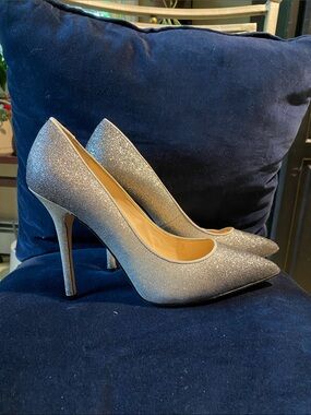 Boutique 9 Silver Glitter Pointed-Toe Pumps